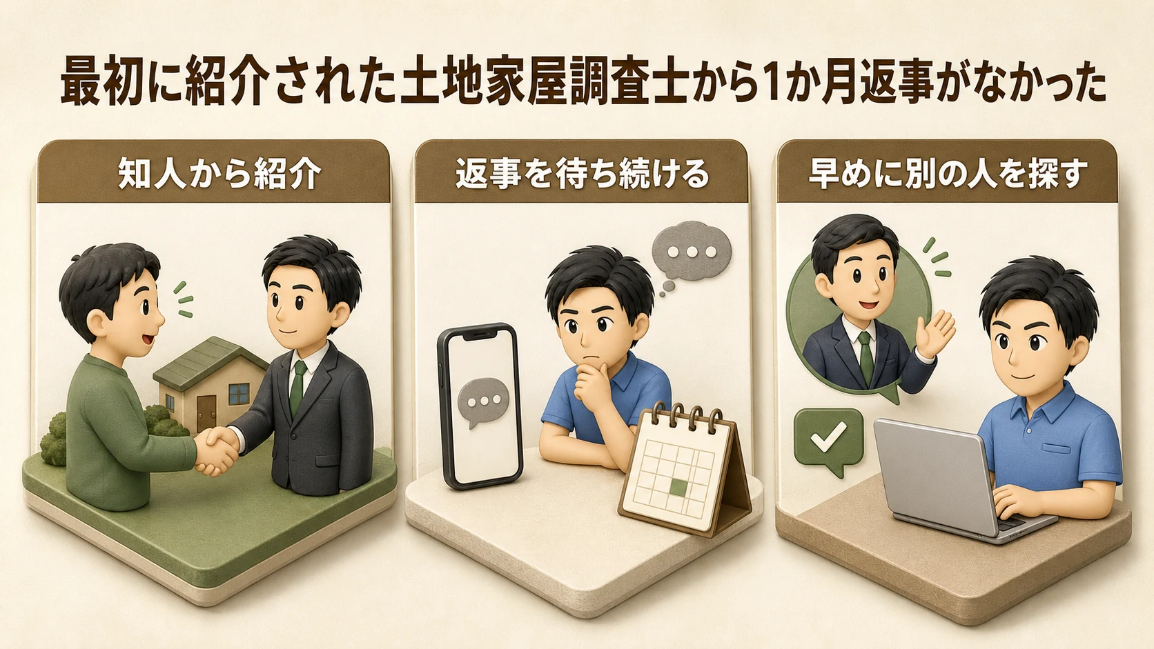 最初に紹介された土地家屋調査士から1か月返事がなかったの図解