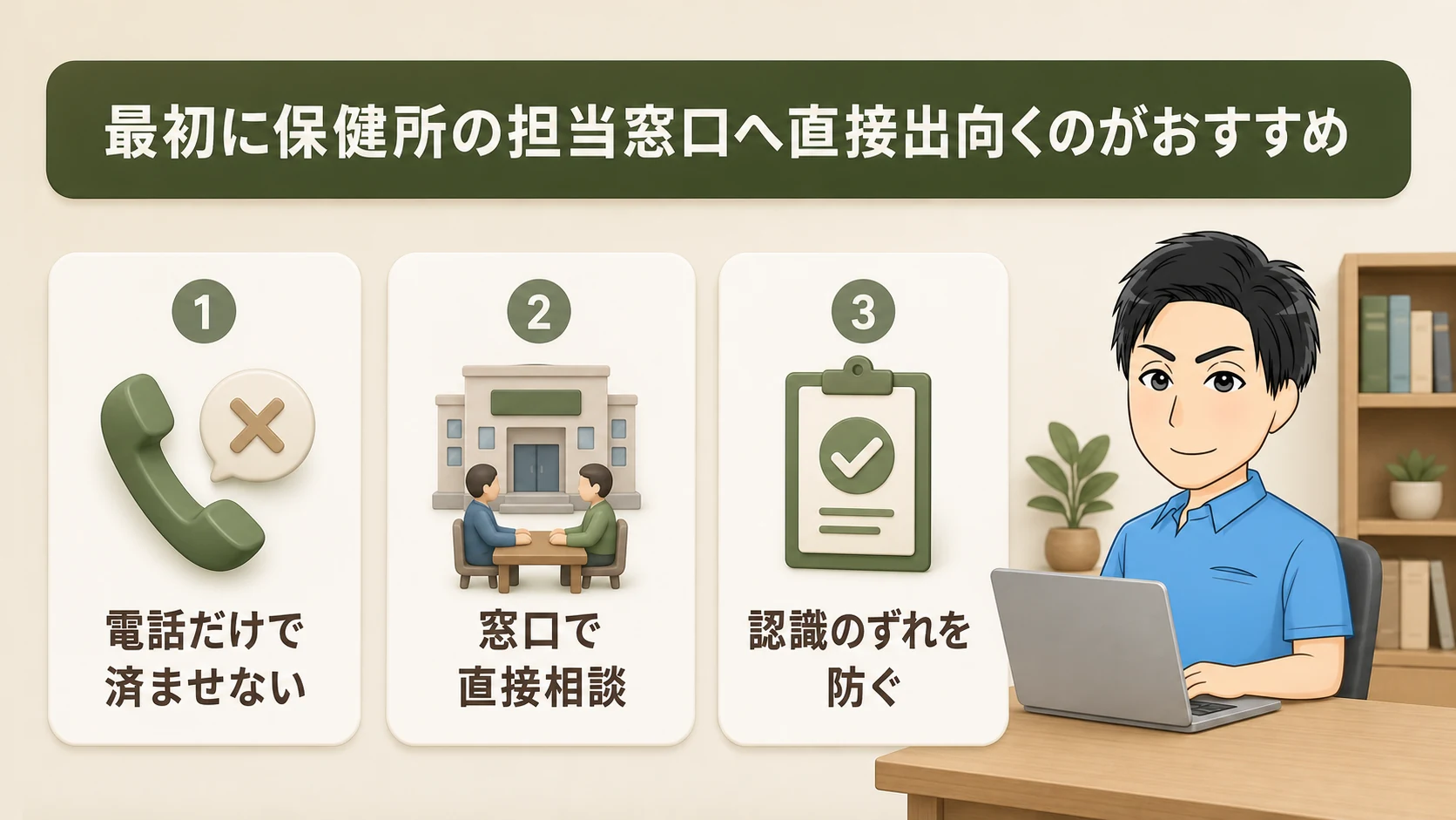 最初に保健所の担当窓口へ直接出向くのがおすすめの図解