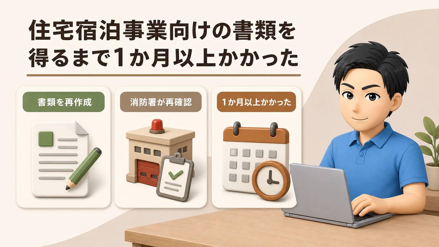 住宅宿泊事業向けの書類を得るまで1か月以上かかったの図解
