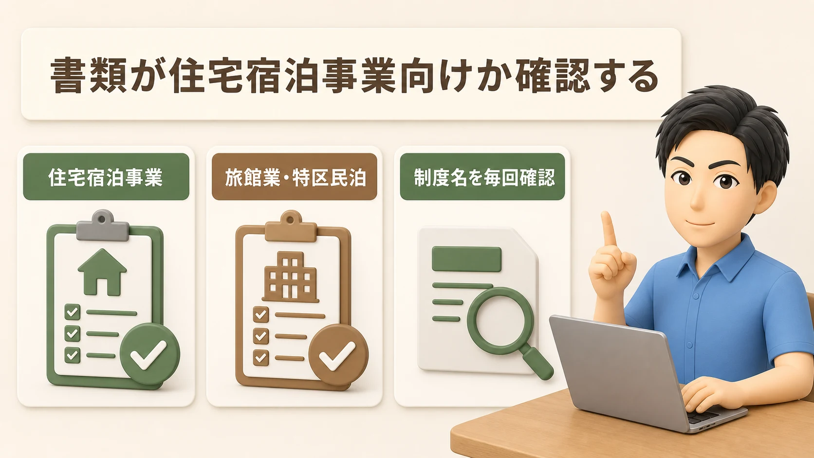 書類が住宅宿泊事業向けか確認するの図解