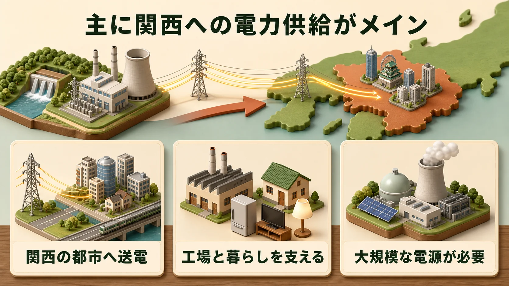 ②主に関西への電力供給がメイン