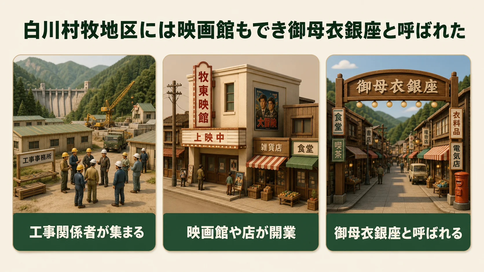 ③白川村牧地区には映画館もでき御母衣銀座と呼ばれた