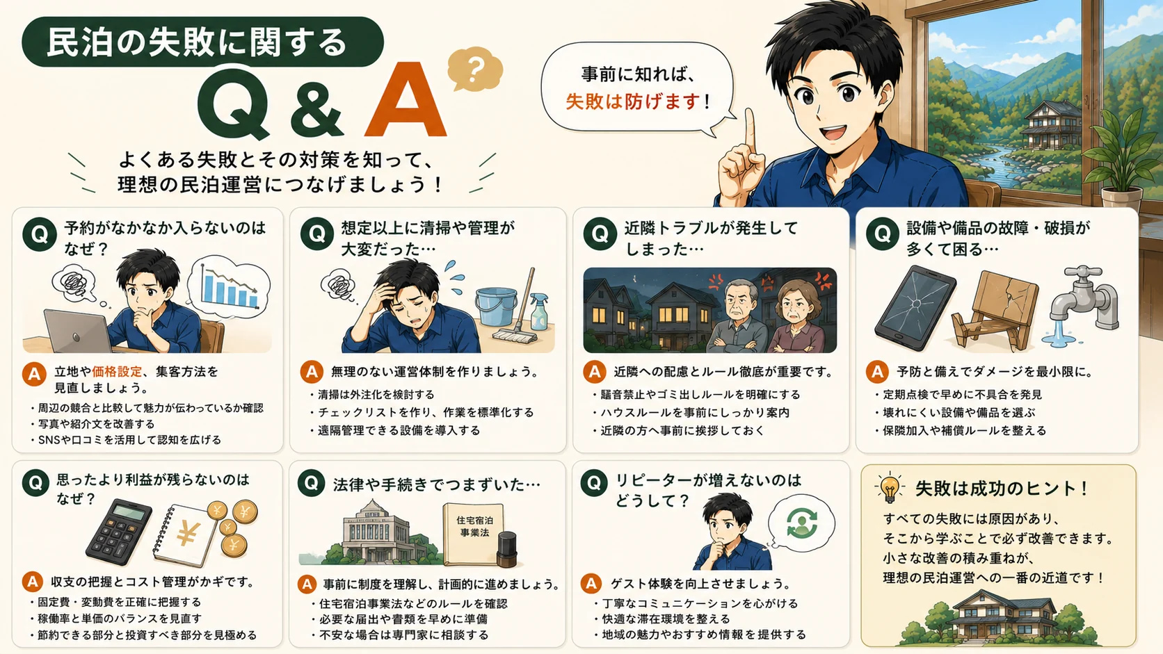 民泊の失敗に関するQ&Aの図解
