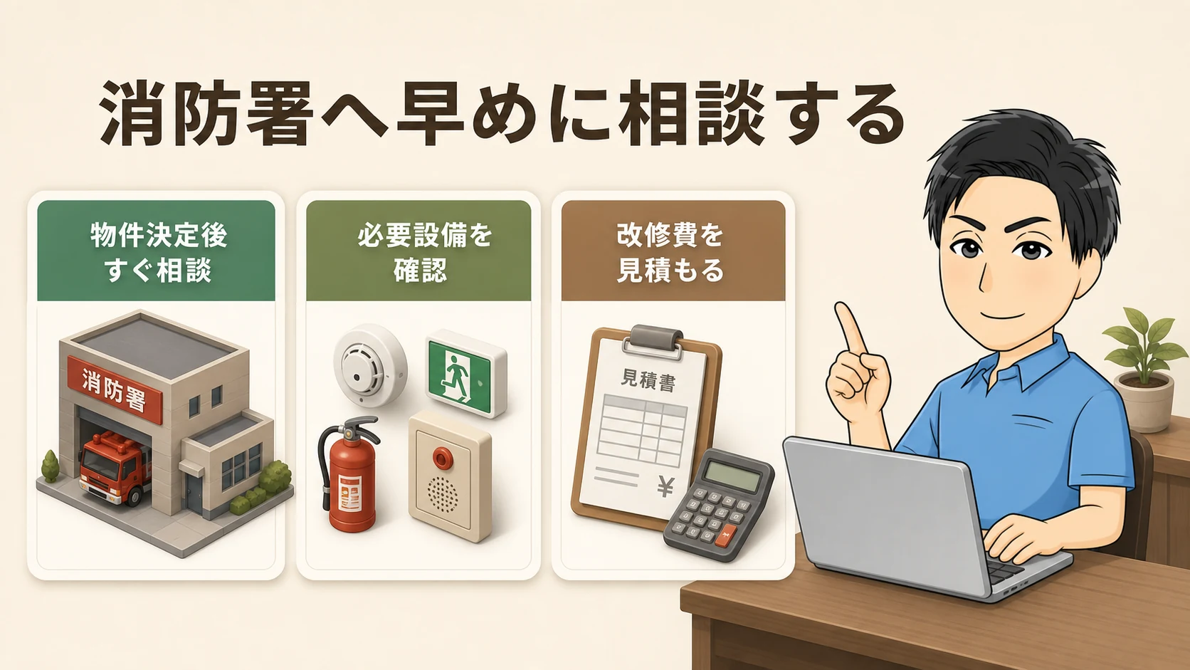 消防署へ早めに相談するの図解