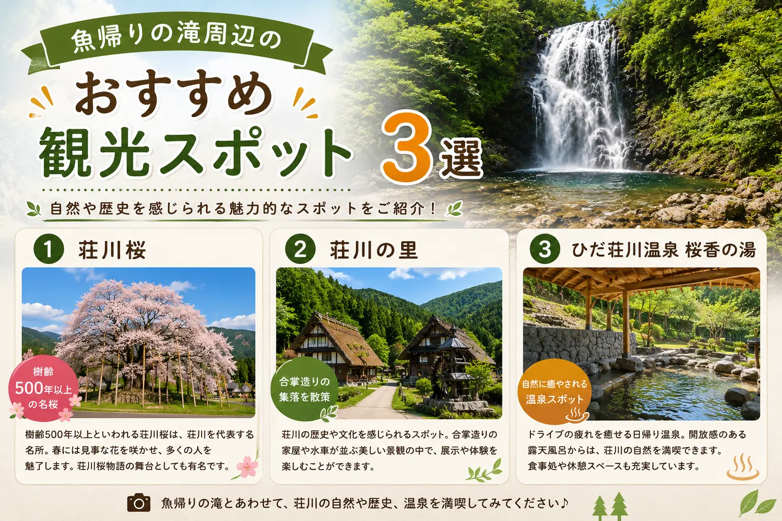 魚帰りの滝周辺のおすすめ観光スポット3選