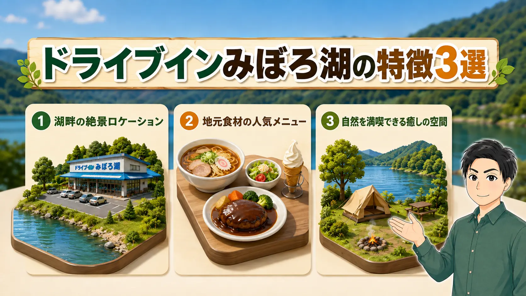 ドライブインみぼろ湖の特徴3選