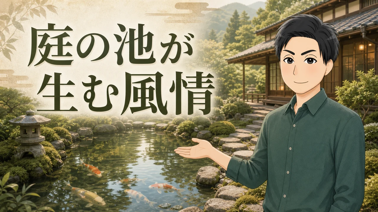 ③庭にある池が風情をかもし出している