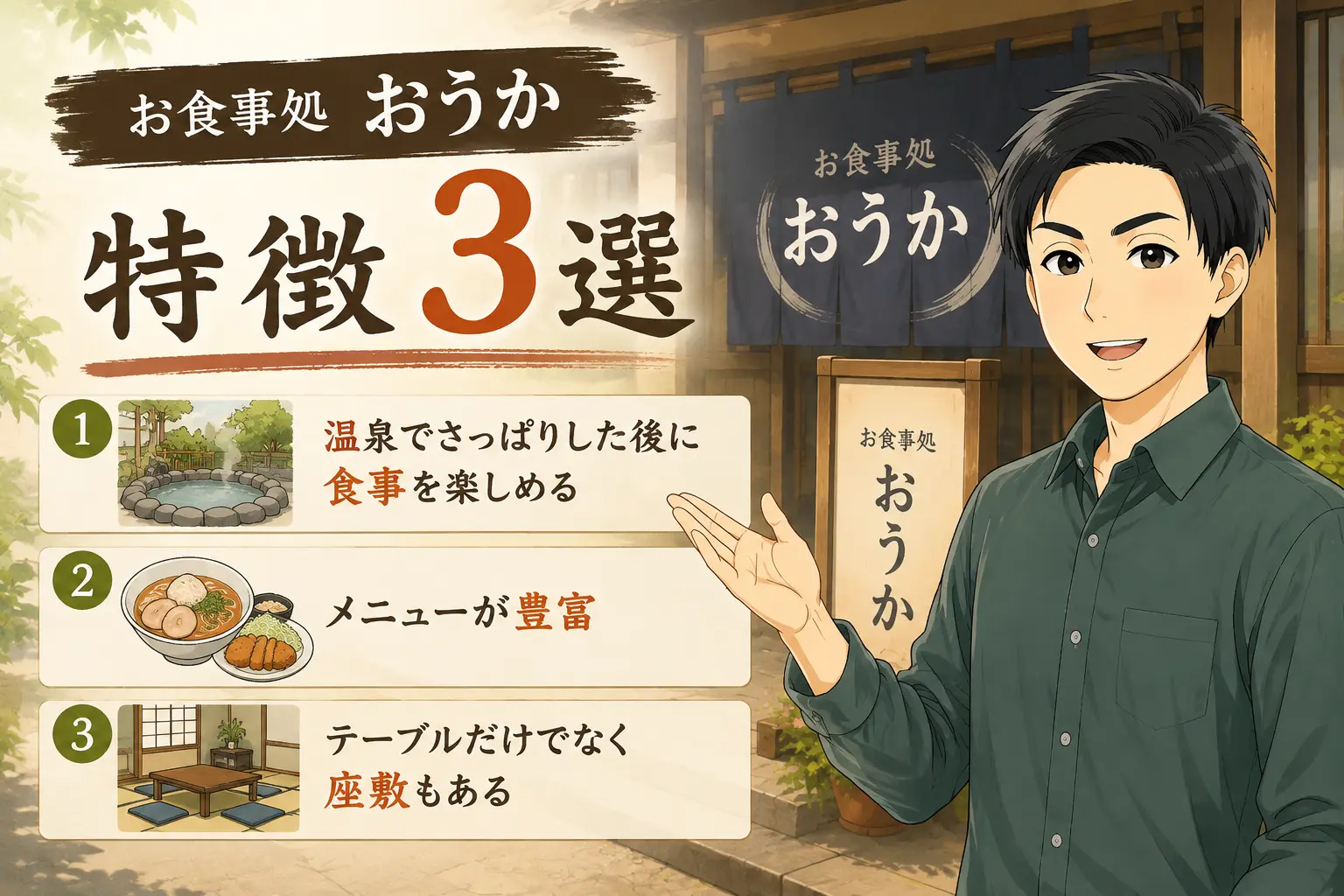 お食事処 おうかの特徴3選
