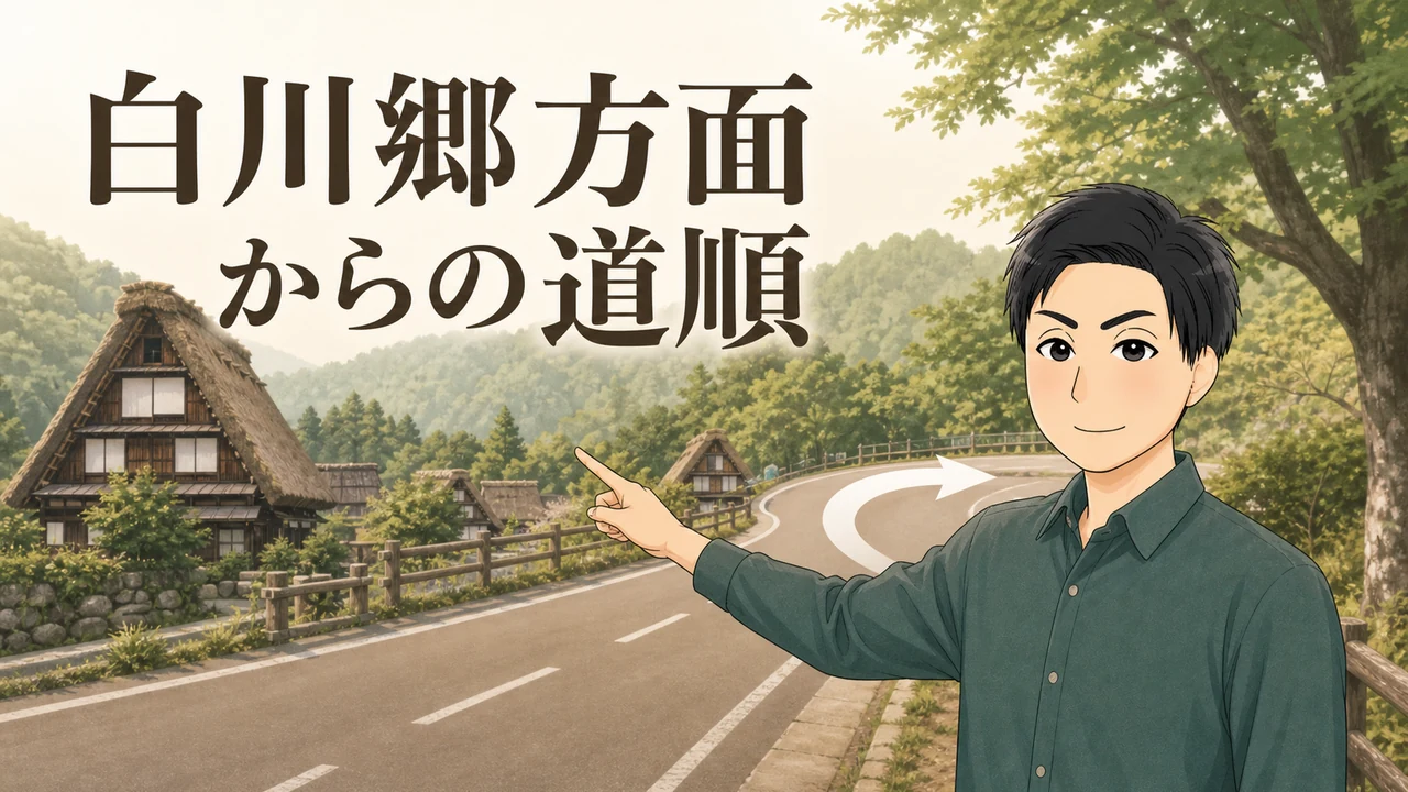③白川郷方面から来た場合は荘川の里を過ぎた交差点を右折する