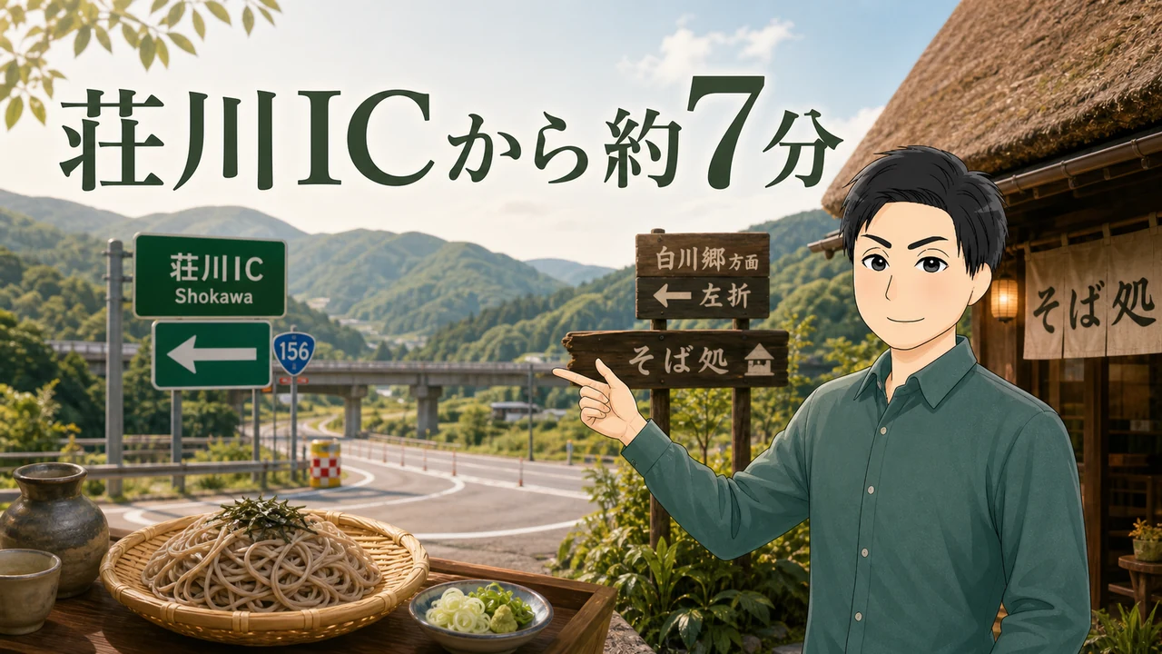 ①荘川IC降りて左折・白川郷方面に5分ほど走る