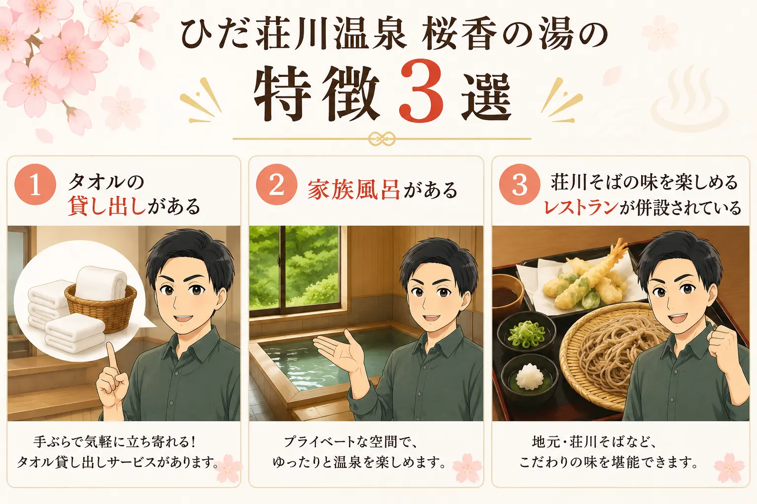 ひだ荘川温泉 桜香の湯の特徴3選