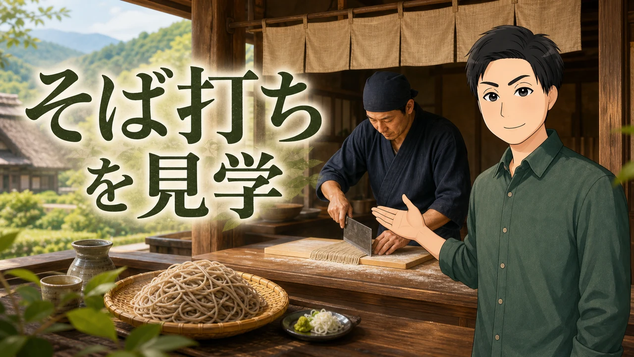 ②蕎麦を手打ちしているところが見れる