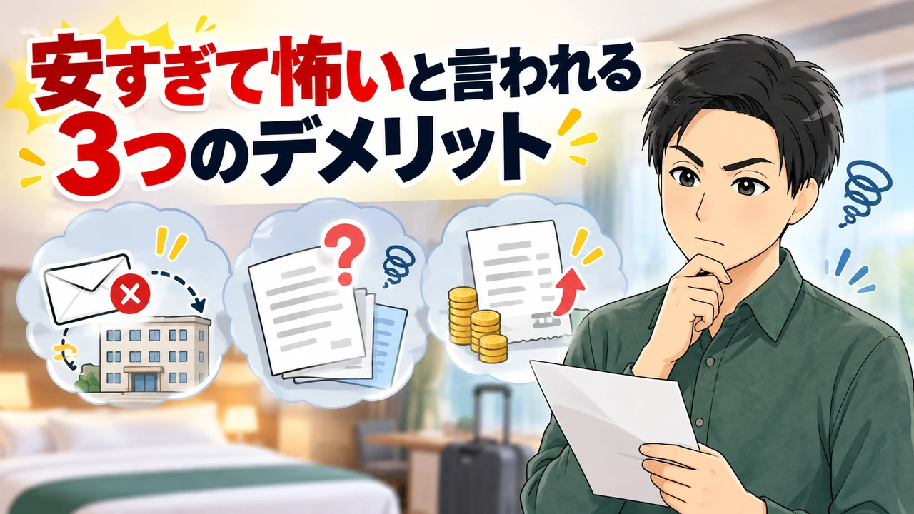 アゴダが安すぎて怖いと言われる3つのデメリットを解説する画像