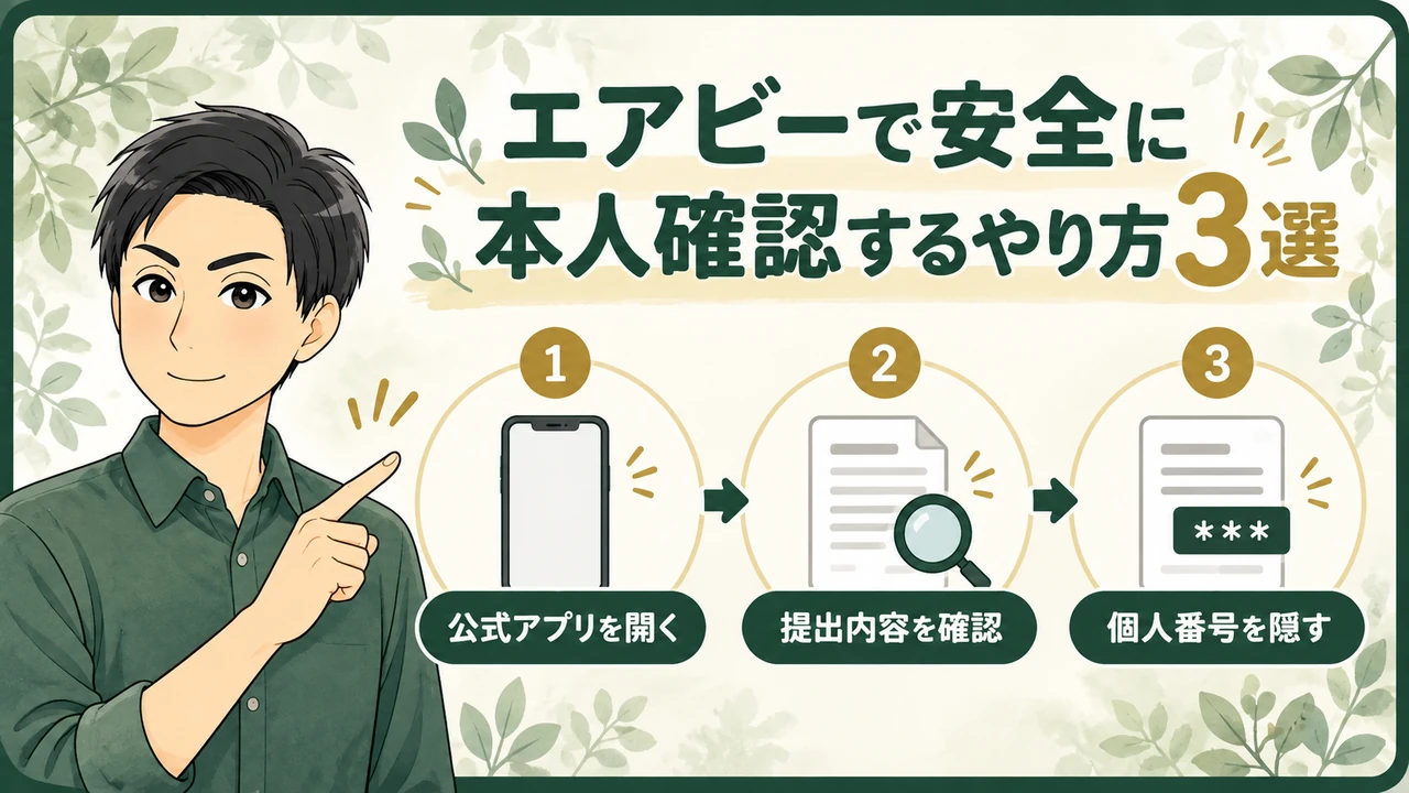 エアビーで安全に本人確認する方法を示すイラスト