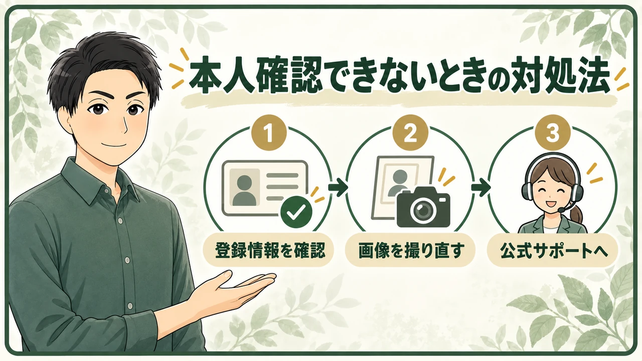 エアビーの本人確認ができないときの対処法を示すイラスト