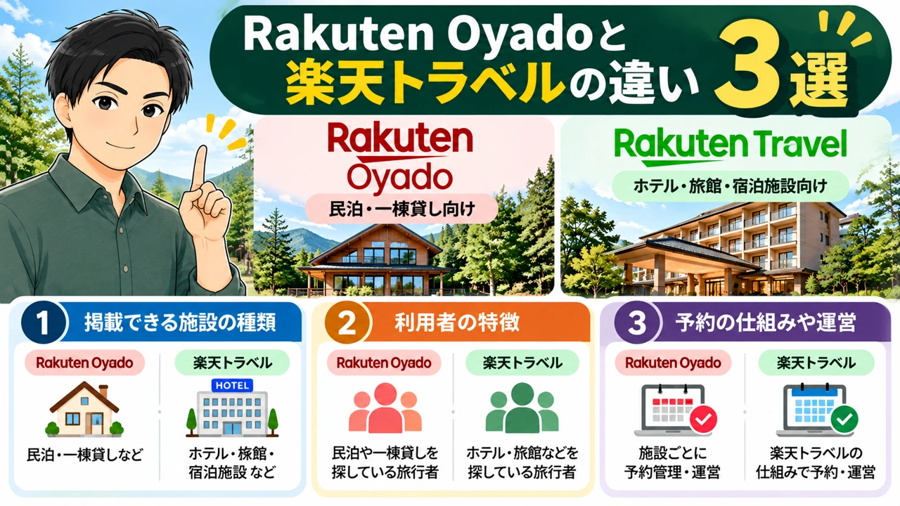 Rakuten Oyadoと楽天トラベルの違い3選